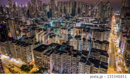 Jan 9 2026 Sham Shui Po Residential Area with Mong Kok Skyline Backdrop 135348851