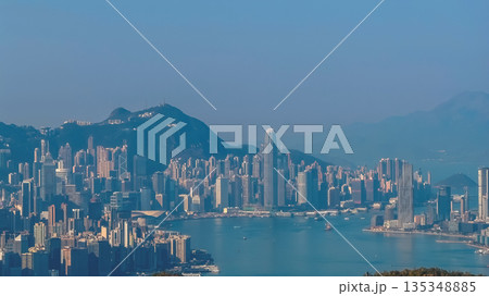 Jan 11 2026 Stunning Victoria Harbour Skyline View at Sunset Hong Kong 135348885