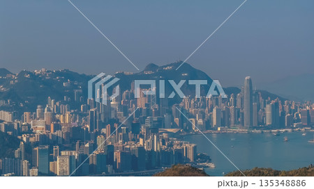 Jan 11 2022 Stunning Victoria Harbour Skyline View at Sunset Hong Kong Jan 11 2022 Stunning Victoria Harbour Skyline View at Sunset Hong Kong 135348886
