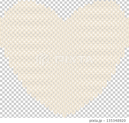 Beige heart knitting pattern illustration 135348920