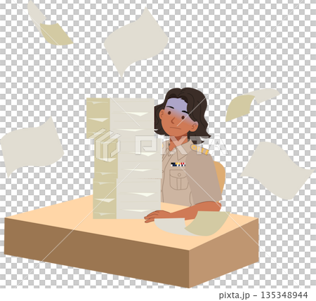 civil servant facing paperwork overload in public sector office illustration civil servant facing paperwork overload in public sector office illustration 135348944