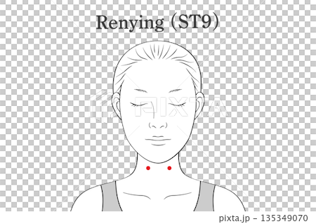 人迎（じんげい）のツボのイラスト素材（英語表記） 135349070
