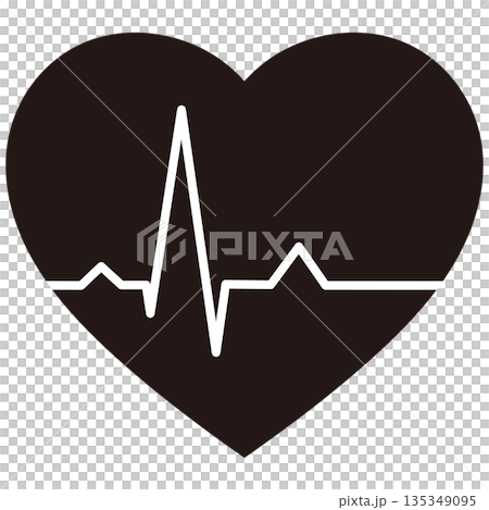 Heart symbol and electrocardiogram illustration (black) Heart symbol and electrocardiogram illustration (black) 135349095