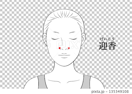 迎香（げいこう）のツボのイラスト素材 135349108