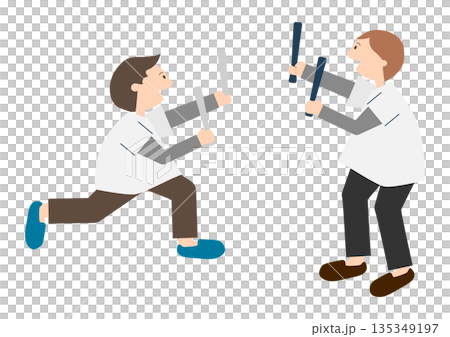 Illustration material of two men cheering for sports Illustration material of two men cheering for sports 135349197