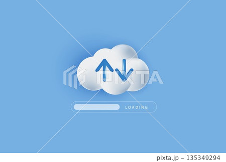 3D cloud storage folder with upload and download arrows, digital file transfer, online data backup, document management, modern glossy illustration for web and mobile app. vector 3d design. 3D cloud storage folder with upload and download arrows, digital file transfer, online data backup, document management, modern glossy illustration for web and mobile app. vector 3d design. 135349294