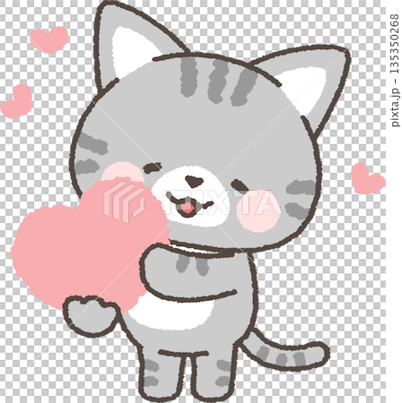 Mackerel tabby cat with a heart 135350268