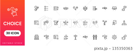 Choice icon set decision selection option checklist voting UI flat vector modern minimal design 135350363