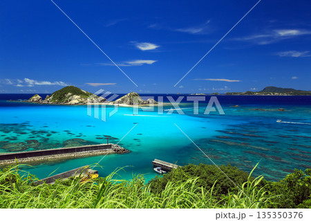 夏の沖縄 渡嘉敷島の風景 阿波連ビーチ 夏の沖縄 渡嘉敷島の風景 阿波連ビーチ 135350376