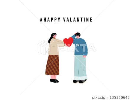 バレンタインデーにチョコレートを渡す女の子 135350643