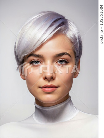 銀髪の若い女性のアップ 135351084