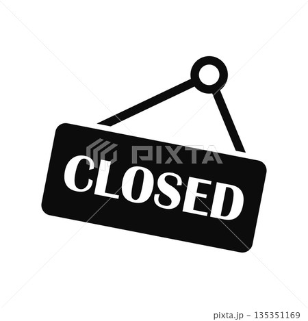 Sorry we are closed sign icon in flat style. Signboard vector illustration on isolated background. Welcome banner sign business concept. Sorry we are closed sign icon in flat style. Signboard vector illustration on isolated background. Welcome banner sign business concept. 135351169