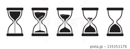 Hourglass icon in flat style. Sandglass vector illustration on isolated background. Sand clock sign business concept. 135351178