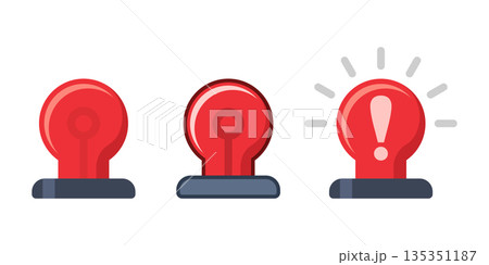 Alarm siren icon set collection in flat style. Emergency lamp vector illustration on isolated background. Ambulance and police light bulb sign business concept. 135351187