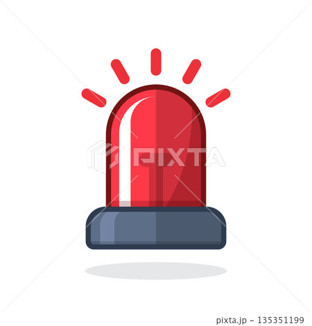 Alarm siren icon in flat style. Emergency lamp vector illustration on isolated background. Ambulance and police light bulb sign business concept. Alarm siren icon in flat style. Emergency lamp vector illustration on isolated background. Ambulance and police light bulb sign business concept. 135351199
