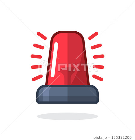 Alarm siren icon in flat style. Emergency lamp vector illustration on isolated background. Ambulance and police light bulb sign business concept. 135351200
