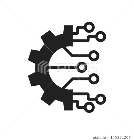AI tech icon in flat style. Digital transformation vector illustration on isolated background. Cogwheel framework sign business concept. AI tech icon in flat style. Digital transformation vector illustration on isolated background. Cogwheel framework sign business concept. 135351207