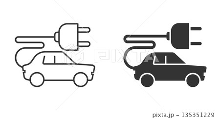 Electric car icon in flat style. Electro auto vector illustration on white isolated background. Ecology transport business concept. 135351229