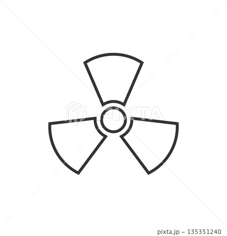 Nuclear radiation icon in flat style. Radioactivity vector illustration on white isolated background. Toxic sign business concept. 135351240