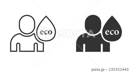 People healthy life icon in flat style. Water drop vector illustration on white isolated background. Organic ecosystem sign business concept. 135351443