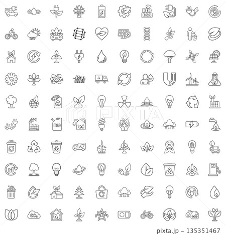 Eco environment icons set in flat style. Ecology vector illustration on white isolated background. Bio emblem sign business concept. 135351467