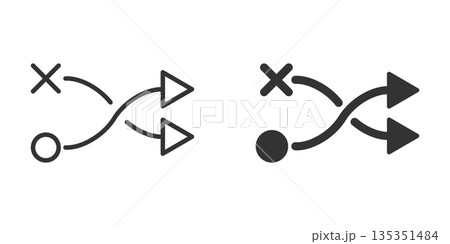 Crossroad icon in flat style. Road direction navigation vector illustration on white isolated background. Locate pin position business concept. 135351484