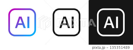 Artificial intelligence icon in flat style. AI generate vector illustration on isolated background. Prompt algorithm sign business concept. 135351489