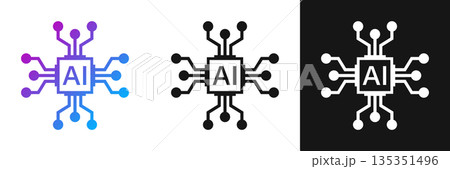 Artificial intelligence cpu icon in flat style. Microchip for AI generation vector illustration on isolated background. Prompt algorithm sign business concept. 135351496