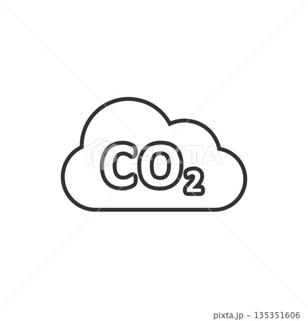 Co2 emission icon in flat style. Cloud disaster vector illustration on white isolated background. Environment sign business concept. 135351606
