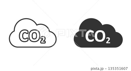 Co2 emission icon in flat style. Cloud disaster vector illustration on white isolated background. Environment sign business concept. Co2 emission icon in flat style. Cloud disaster vector illustration on white isolated background. Environment sign business concept. 135351607