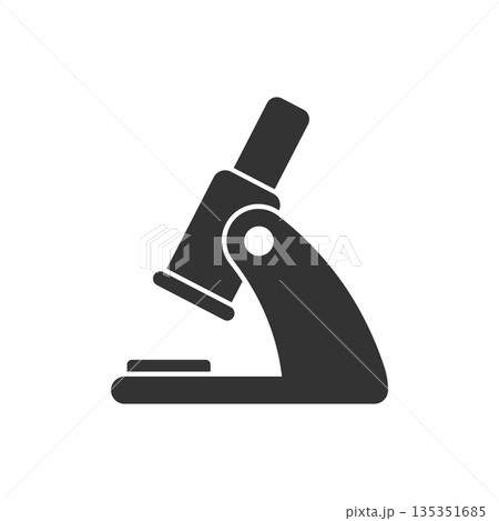Microscope icon in flat style. Laboratory magnifier vector illustration on isolated background. Biology instrument sign business concept. 135351685