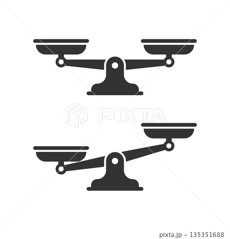 Scales icon in flat style. Libra vector illustration on isolated background. Mass comparison sign business concept. 135351688