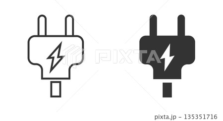 Electric plug icon in flat style. Power adapter vector illustration on white isolated background. Electrician sign business concept. Electric plug icon in flat style. Power adapter vector illustration on white isolated background. Electrician sign business concept. 135351716