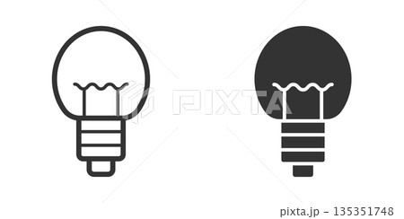 Light bulb icon in flat style. Lightbulb vector illustration on white isolated background. Energy lamp sign business concept. 135351748