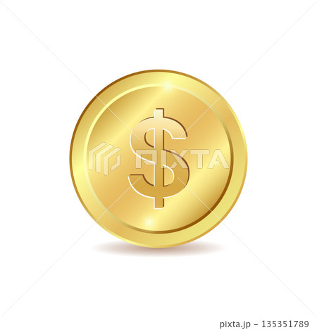 Coin icon in flat style. Money stack vector illustration on white isolated background. Cash currency sign business concept. 135351789