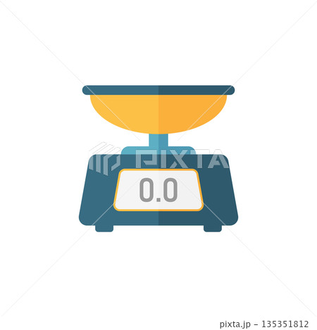 Bathroom weight scale icon in flat style. Mass measurement vector illustration on isolated background. Overweight sign business concept. 135351812