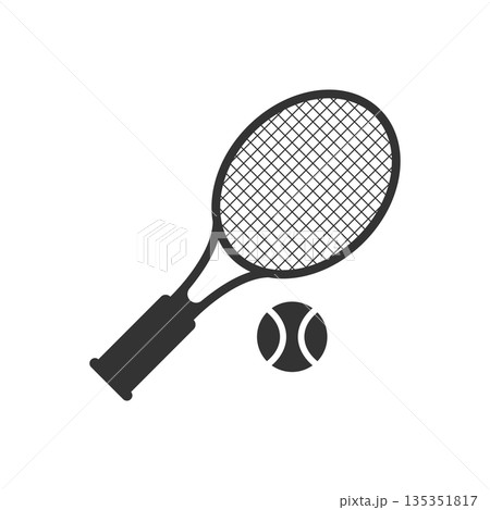 Tennis racket icon in flat style. Gaming racquet vector illustration on isolated background. Sport activity sign business concept. 135351817