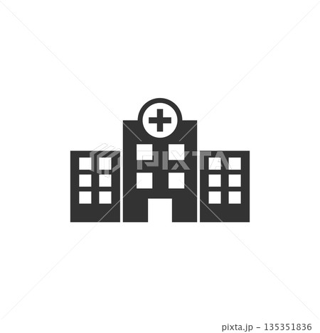 Hospital building icon in flat style. Medical clinic vector illustration on isolated background. Medicine sign business concept. Hospital building icon in flat style. Medical clinic vector illustration on isolated background. Medicine sign business concept. 135351836