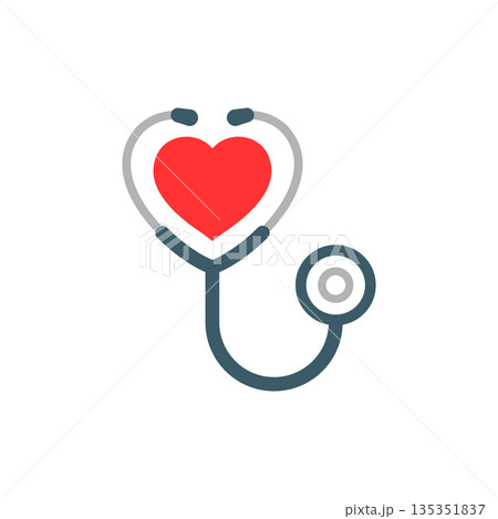 Stethoscope icon in flat style. Heart diagnostic vector illustration on isolated background. Medicine sign business concept. Stethoscope icon in flat style. Heart diagnostic vector illustration on isolated background. Medicine sign business concept. 135351837