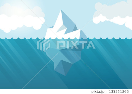 Underwater iceberg icon in flat style. Berg seascape vector illustration on isolated background. Antarctica ecology sign business concept. Underwater iceberg icon in flat style. Berg seascape vector illustration on isolated background. Antarctica ecology sign business concept. 135351866