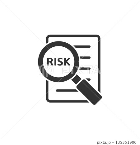 Risk management icon in flat style. Document vector illustration on white isolated background. Assessment data sign business concept. 135351900