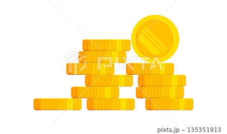 Coin icon in flat style. Money stack vector illustration on white isolated background. Cash currency sign business concept. 135351913