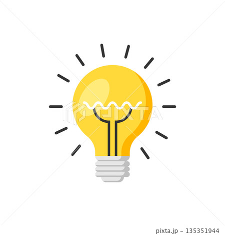 Light bulb icon in flat style. Lamp vector illustration on white isolated background. Idea, solution, thinking sign business concept. Light bulb icon in flat style. Lamp vector illustration on white isolated background. Idea, solution, thinking sign business concept. 135351944
