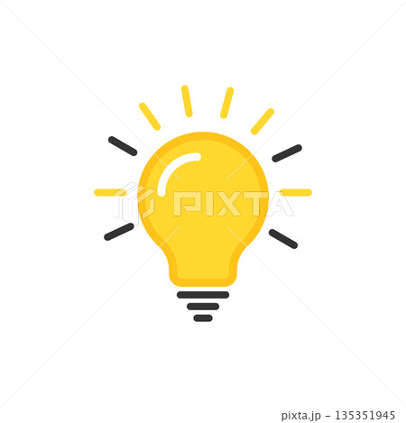 Light bulb icon in flat style. Lamp vector illustration on white isolated background. Idea, solution, thinking sign business concept. Light bulb icon in flat style. Lamp vector illustration on white isolated background. Idea, solution, thinking sign business concept. 135351945