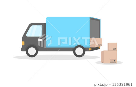 Shipping fast icon in flat style. Delivery truck vector illustration on isolated background. Express logistic sign business concept. 135351961