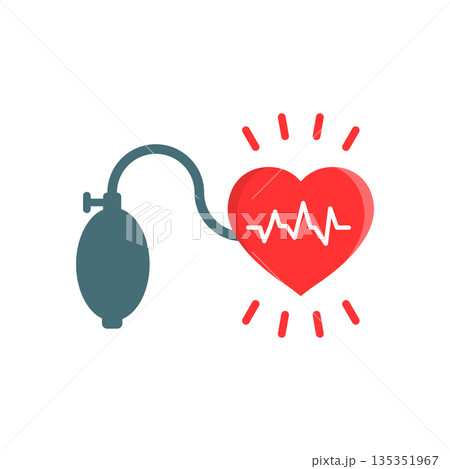 Arterial blood pressure icon in flat style. Heartbeat monitor vector illustration on isolated background. Pulse diagnosis sign business concept. Arterial blood pressure icon in flat style. Heartbeat monitor vector illustration on isolated background. Pulse diagnosis sign business concept. 135351967