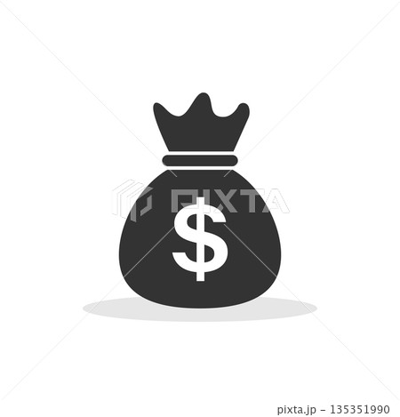 Money bag icon in flat style. Moneybag vector illustration on isolated background. Coin sack sign business concept. Money bag icon in flat style. Moneybag vector illustration on isolated background. Coin sack sign business concept. 135351990