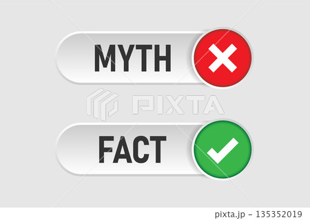 Myths vs facts icon in flat style. True or false vector illustration on white isolated background. Comparison sign business concept. Myths vs facts icon in flat style. True or false vector illustration on white isolated background. Comparison sign business concept. 135352019