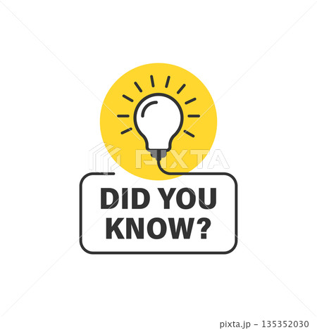 Did you know icon in flat style. Banner with frame and bulb vector illustration on white isolated background. Explanation sign business concept. Did you know icon in flat style. Banner with frame and bulb vector illustration on white isolated background. Explanation sign business concept. 135352030