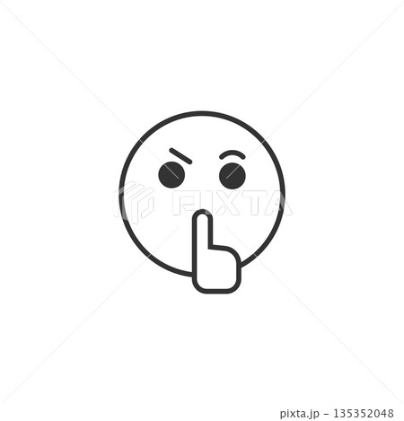 Quiet icon in flat style. Silence vector illustration on isolated background. Hush sign business concept. 135352048